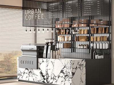 现代咖啡厅 奶茶店 咖啡吧台 咖啡机 工作台 操作台