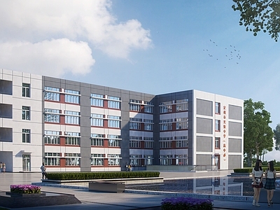 现代学校外观 学校场景 公建 办公