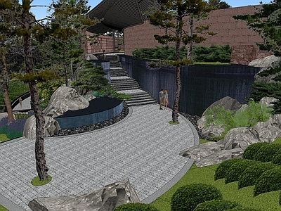 现代景观公园 山体滨水公园 廊架茶山公园