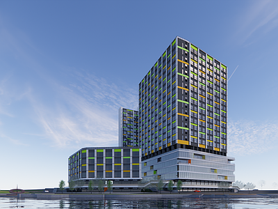 现代其他商业建筑 现代商业公寓组合