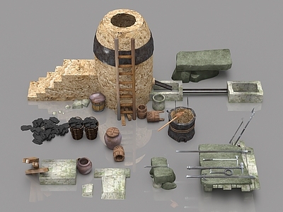 中古其他景观 古代冶铸场景 古代铁匠铺子 古代兵器铺子