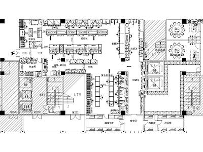中式现代厨房设施 厨房设备整体布局 厨房设备 平面图