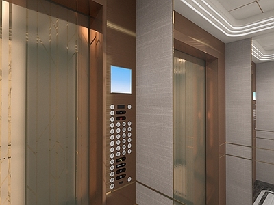 现代轻奢电梯 电梯轿厢 电梯内部装饰