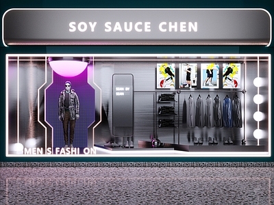 现代摆件组合 服装店橱窗