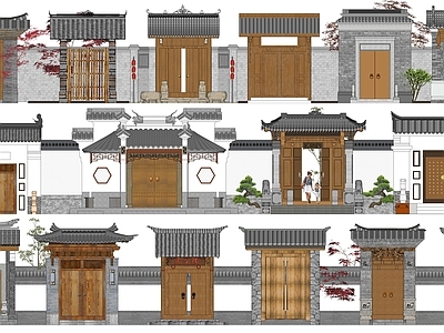 中式入口大门 民居院门