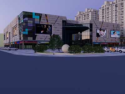 现代极简商场建筑 商业多层 商业入口 商业mall