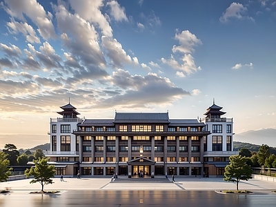 新中式中式酒店建筑 山地酒店建筑 温泉酒店建筑 新中式酒店