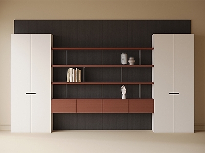 现代书柜 书房书柜 开放书柜 满墙书柜