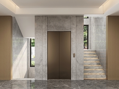 现代意式电梯 现代电梯间 现代楼梯 轻奢电梯间 电梯门套
