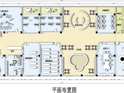 现代培训中心 儿童培训室平面图 艺术培训室平面图 培训中心平面图 施工图