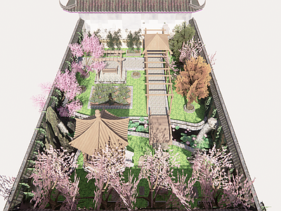 中式乡村庭院 中式花园 古典园林 中式庭院