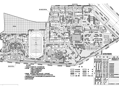 校园景观 大学学校校区规划 总平面图 办公教学实验楼 学术服务交流中心 体育图书馆宿舍 施工图