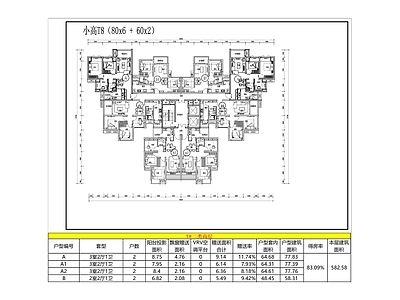 现代住宅楼建筑 小高T8 施工图
