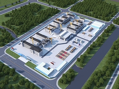 现代鸟瞰规划 学校 施工 学校施工地 施工场地 城市鸟瞰
