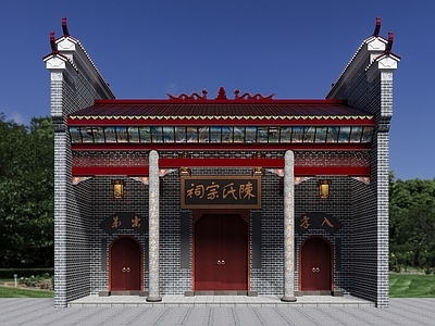 新中式佛堂 外观 祠堂 中式古建 寺庙