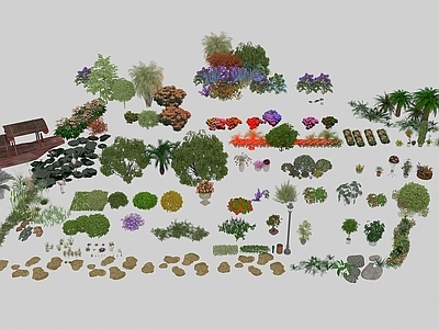 现代办公桌 现代景观植物树