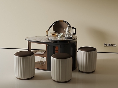 现代茶桌椅 新中式茶柜 茶具 凳子