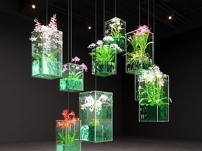 现代艺术装置 现代玻璃艺术装置 室内景观 植物装置 花艺装置