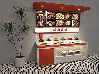 现代极简火锅店 火锅台 水果现代调料台 烧烤台