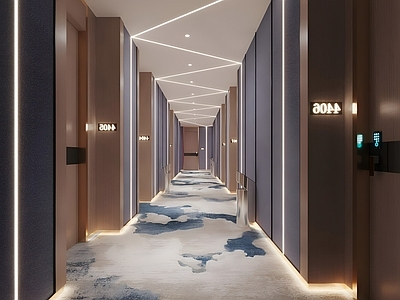 现代酒店走廊 现代酒店过道 酒店走廊