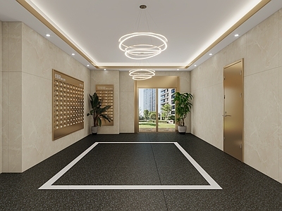 现代其他公共空间 现代小区入户大厅