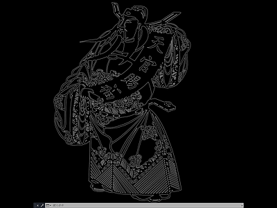 现代人物 模特 人物 神仙 剪纸 财神 施工图