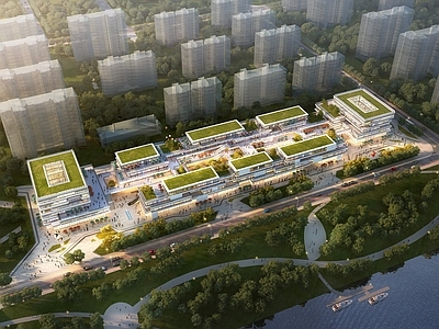 现代商业街 商业街鸟瞰 商业