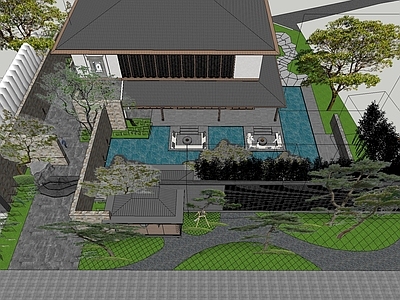 现代小区景观 万科展示区景观 连廊 会客室 架空层