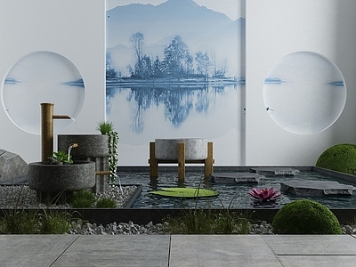 现代其他景观小品 新中式景观