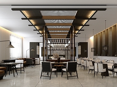 现代办公大厅 新中式酒店餐厅大堂吧