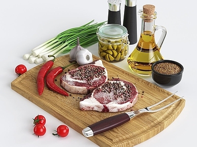 现代厨具 餐桌牛肉摆件组合