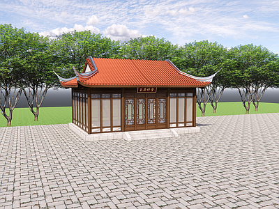 中式新中式古建筑 中式 古建 闽南风 讲堂 四角亭