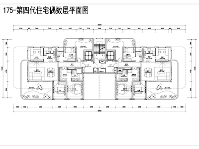 现代新中式住宅楼建筑 175四代宅户型 第四代住宅户型 未来社区户型方案 空中院墅户型方案 施工图