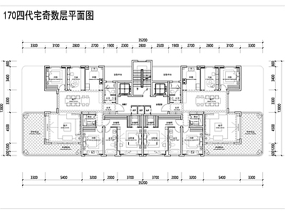 现代新中式住宅楼建筑 175四代宅户型 第四代住宅户型 未来社区户型方案 空中院墅户型方案 施工图