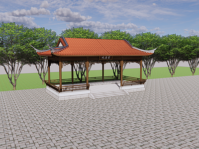中式新中式古建筑 中式 古建 四角亭 闽南风