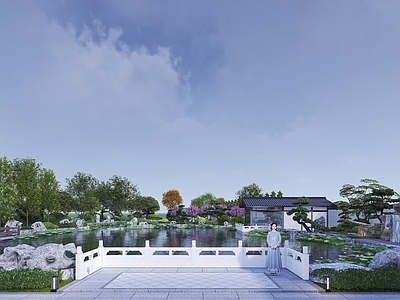 中式禅意别墅庭院 会所办公庭院