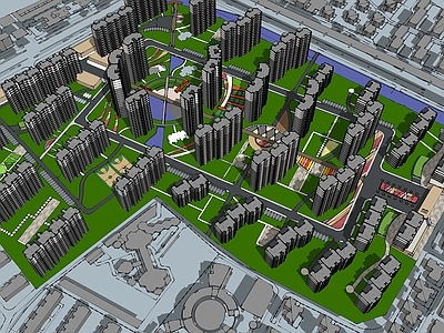 现代小区建筑 小区景观规划