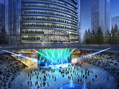 现代街道外景 演艺广场 商业街 街道夜景 商业街外景
