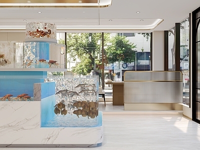 现代简约其他餐饮空间 海鲜店 海鲜池 火锅店大厅 海鲜店大厅