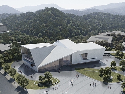 现代极简图书馆建筑 海洋大学图书馆 展览馆 展示馆 学校图书馆