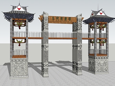 中式入口大门 景区大门
