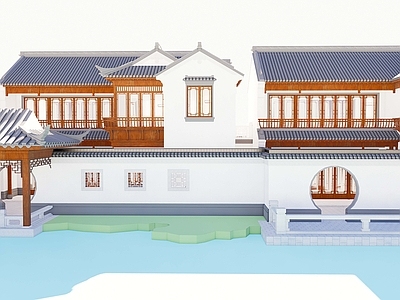 现代民宿建筑 徽派建筑