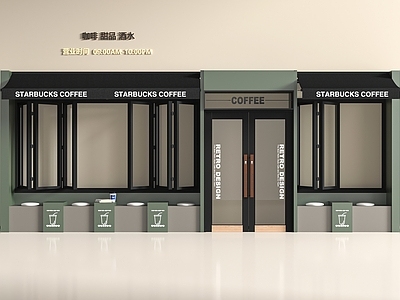 现代门头 咖啡奶茶店玻璃门 折叠窗 遮阳棚 玻璃双开门 门头门面