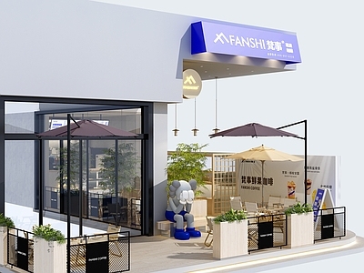 现代极简咖啡厅 咖啡店 奶茶店 克莱英蓝