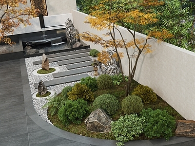 新中式庭院 别墅庭院 新中式庭院景观