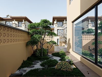 中式现代阳台 花园 阳台 露台 休闲露台
