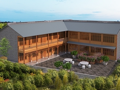 中式复古古建筑 古建民宿 汉式民居 汉式建筑 古镇民宿 传统民居
