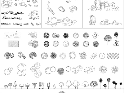 现代综合植物图库 园林植物 景观石头 施工图