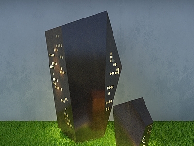 现代其他景观小品 景观小品夜景 雕塑小品夜景 景观灯 景观照明