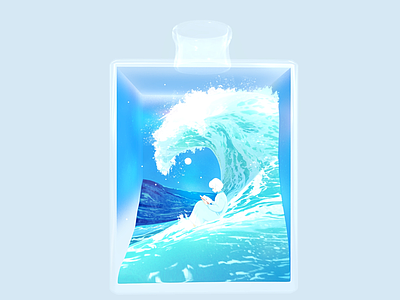 工业设备 波浪 瓶子 艺术瓶 迷人的海浪 浪花水花女孩